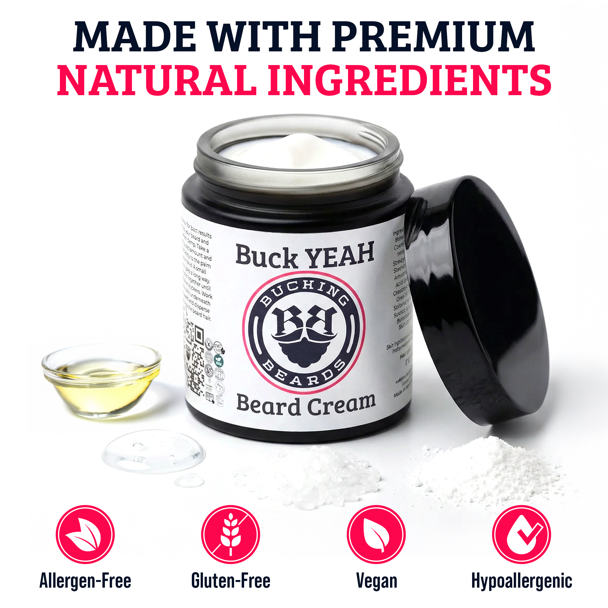 Hypoallergenic, Cruelty-Free, Vegan Buck YEAH - Beard and Scruff Cream