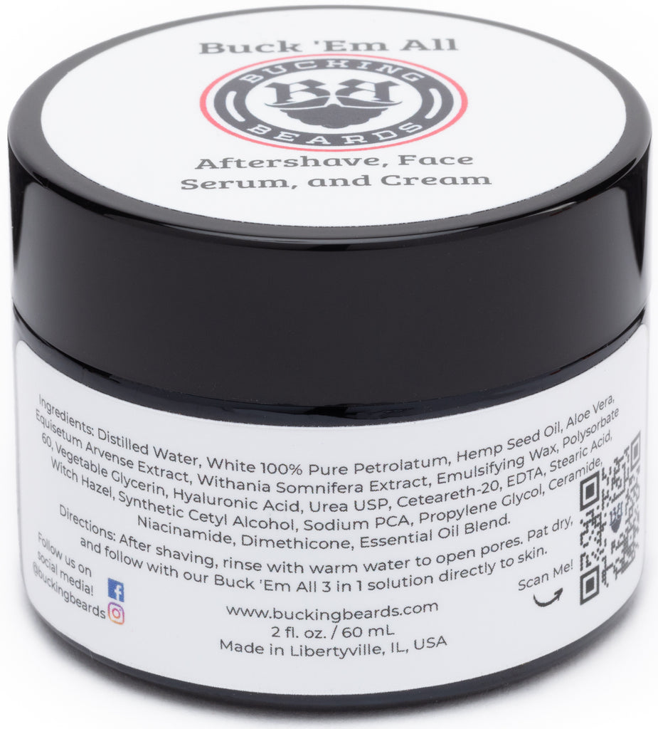 Buck 'Em All - Aftershave, Face Serum, and Cream
